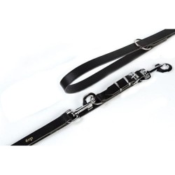 DINGO Smycz skórzana (przedłużana szyta) z wymiennym karabińczykiem - czerwona 2,5cm x 200cm