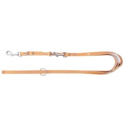 DINGO Smycz skórzana (przedłużana nitowana) z wymiennym karabińczykiem - natura 1,5cm x 200cm