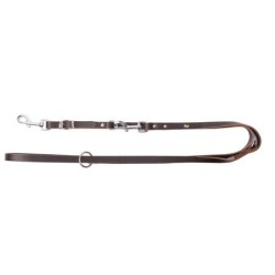 DINGO Smycz skórzana (przedłużana nitowana) z wymiennym karabińczykiem - czarna 1,5cm x 200cm