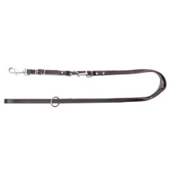 DINGO Smycz skórzana (przedłużana nitowana) z wymiennym karabińczykiem - brąz 1,5cm x 200cm