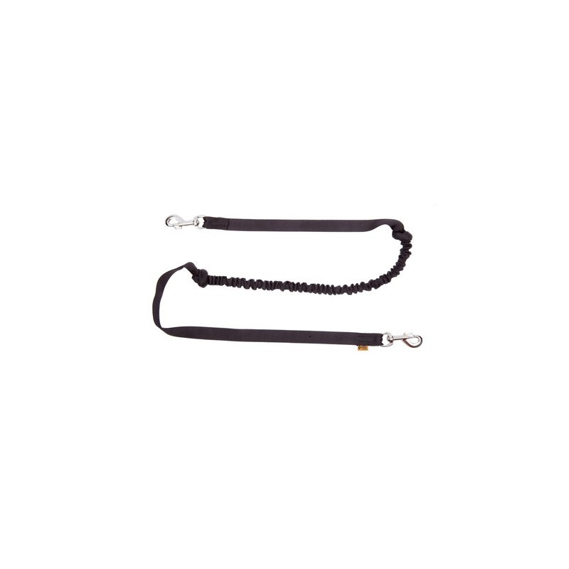 DINGO Smycz do biegania z amortyzatorem i dwoma karabińczykami - czarna