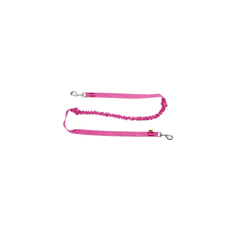 DINGO Smycz do biegania z amortyzatorem i dwoma karabińczykami - różowa