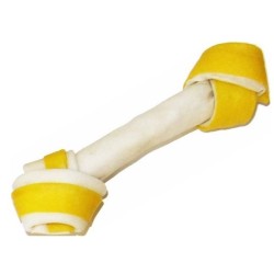 MACED Kość wiązana biało-żółta 11 cm