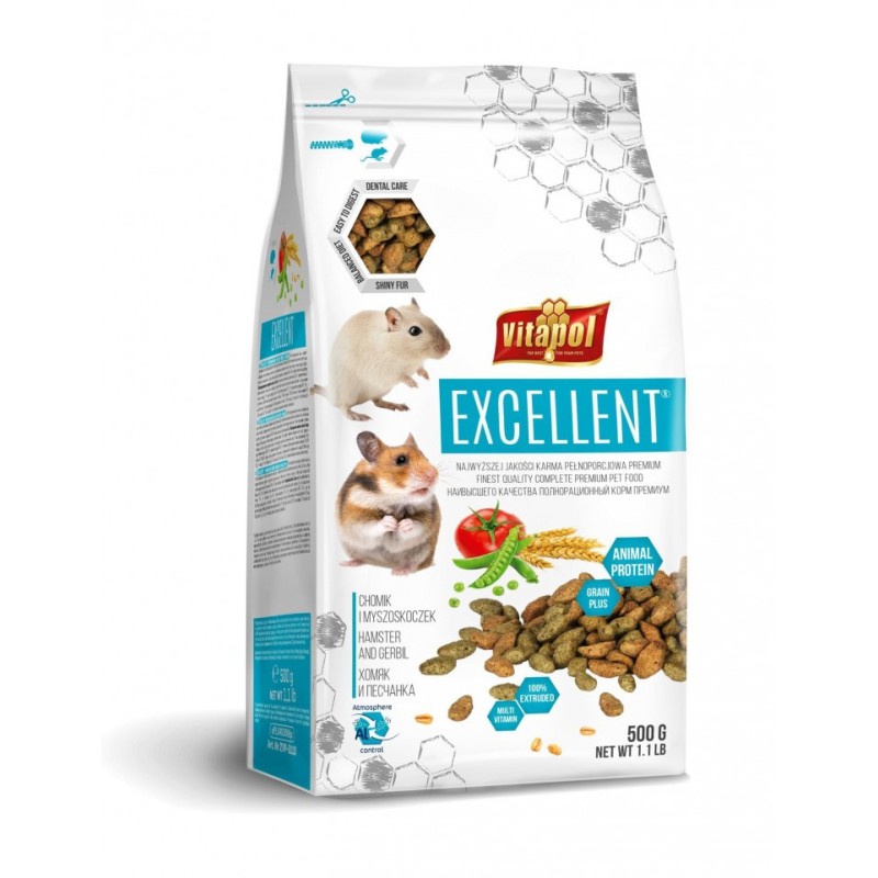 VITAPOL Excellent - Pełnoporcjowa karma dla chomika i myszoskoczka 500g