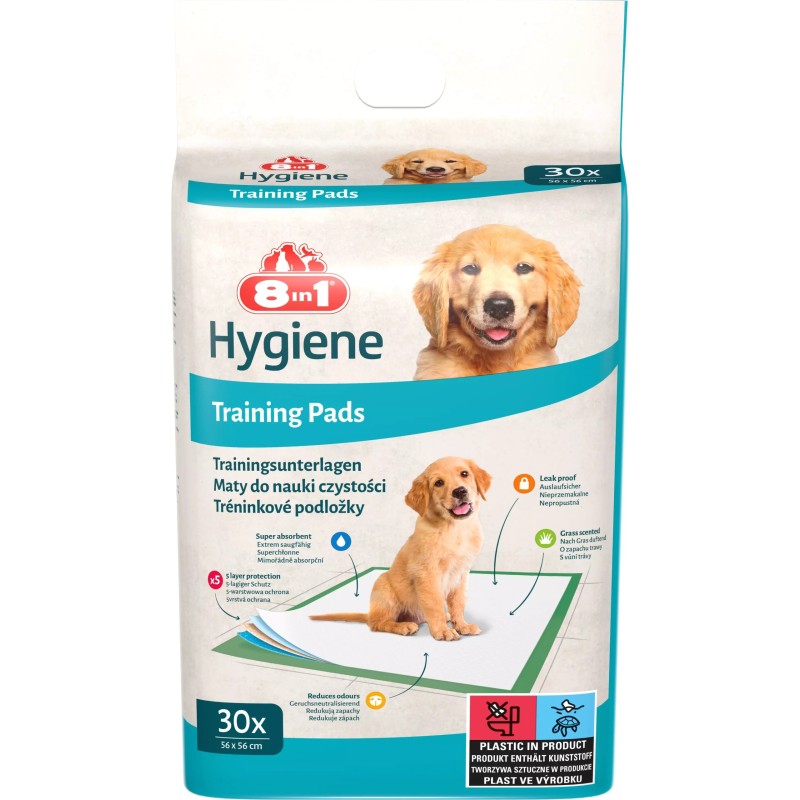 8in1 Maty do nauki czystości o zapachu trawy 56x56cm - 30szt