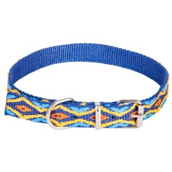 DINGO Obroża Winnetou z metalowym zapięciem - niebieska 10mm x 35cm