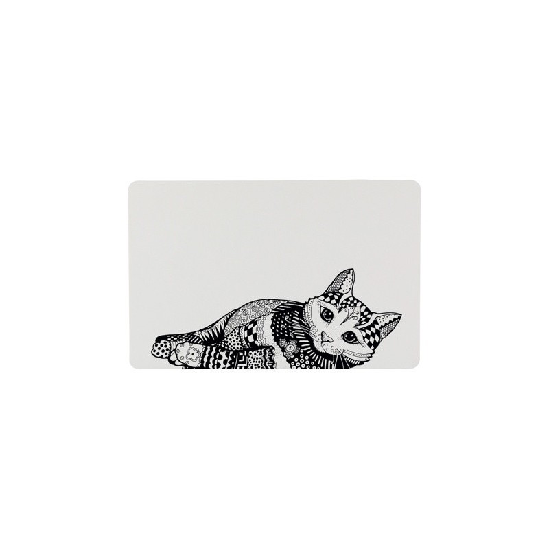 TRIXIE Podkładka pod miski dla kota Zentangle 44 x 28cm - biało/czarna