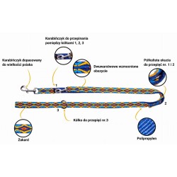 DINGO Smycz przedłużana Winnetou - czerwona 2cm x 120-220cm