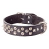 DINGO Obroża skórzana z kolcami - czarna 3cm x 55cm (44-49cm)