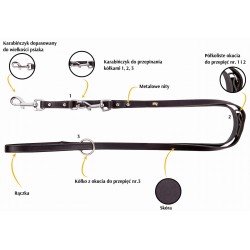 DINGO Smycz skórzana (przedłużana nitowana) - natura 1cm x 110-200cm