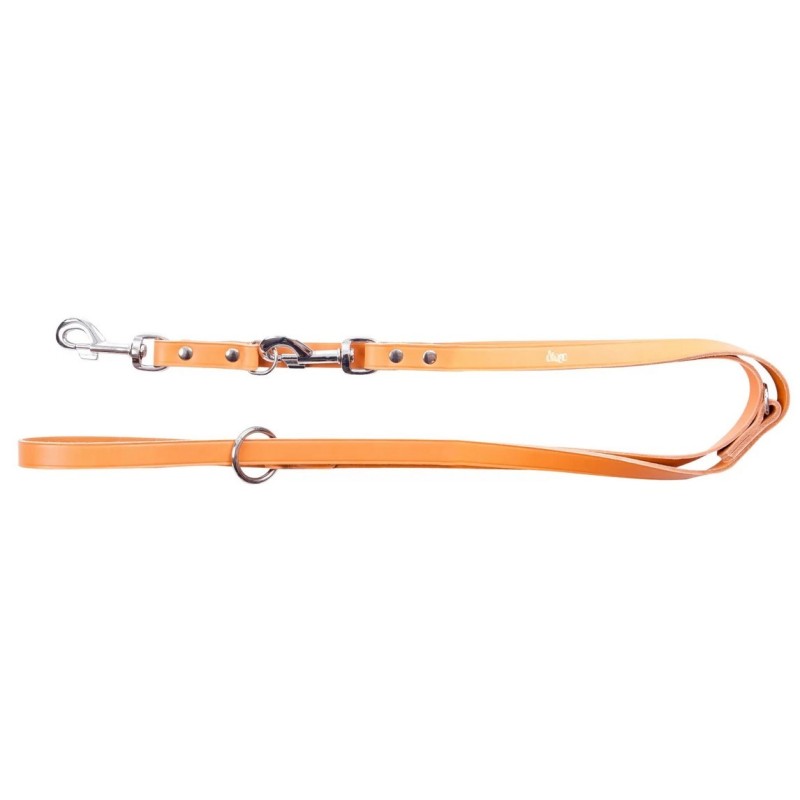 DINGO Smycz skórzana (przedłużana nitowana) - natura 1,8cm x 110-200cm