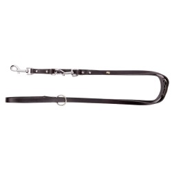 DINGO Smycz skórzana (przedłużana nitowana) - czarna 1cm x 110-200cm