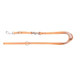 DINGO Smycz skórzana (przedłużana nitowana) z wymiennym karabińczykiem - natura 1,5 x 200 cm