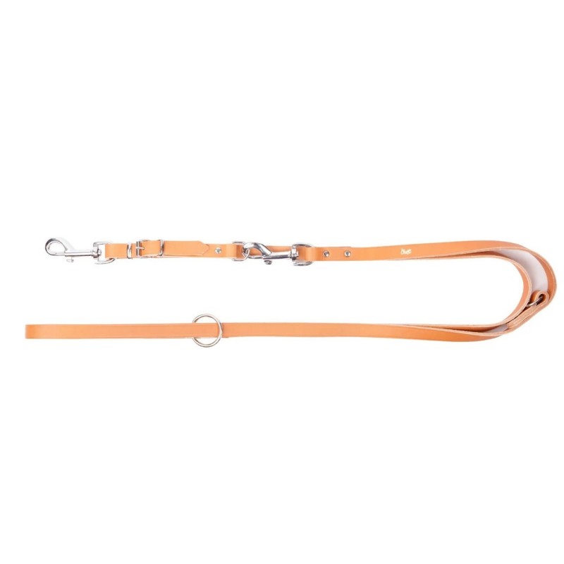 DINGO Smycz skórzana (przedłużana nitowana) z wymiennym karabińczykiem - natura 1,5 x 200 cm