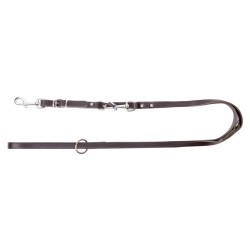DINGO Smycz skórzana (przedłużana nitowana) z wymiennym karabińczykiem - czarna 1,5 x 200 cm