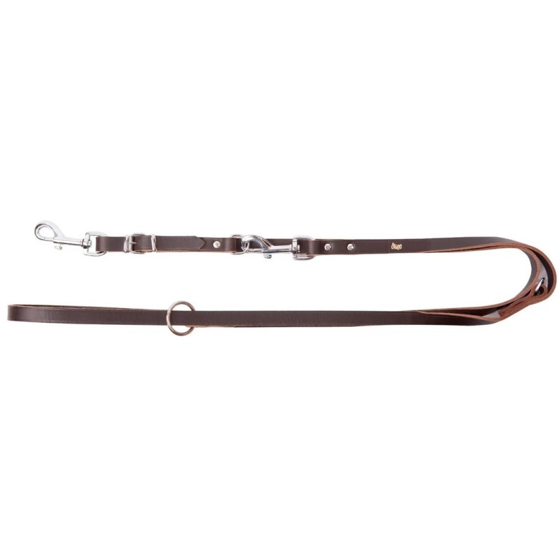 DINGO Smycz skórzana (przedłużana nitowana) z wymiennym karabińczykiem - brąz 1,5 x 200 cm