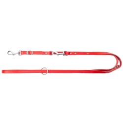 DINGO Smycz skórzana (przedłużana nitowana) z wymiennym karabińczykiem - czerwona 1 x 200 cm