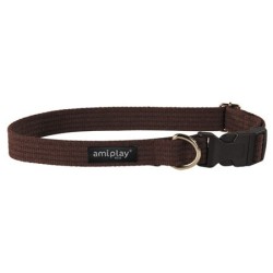 AMIPLAY Obroża regulowana Cotton - Brązowa M (35-50 x 2cm)
