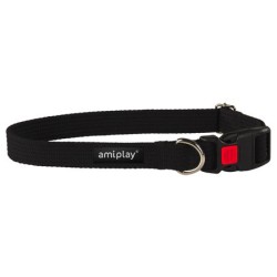 AMIPLAY Obroża regulowana z blokadą Cotton - Czarna XL (45-70 x 3cm)