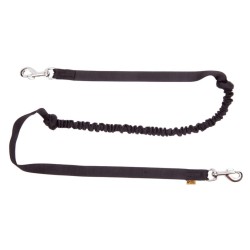 DINGO Smycz do biegania z amortyzatorem i dwoma karabińczykami - czarna