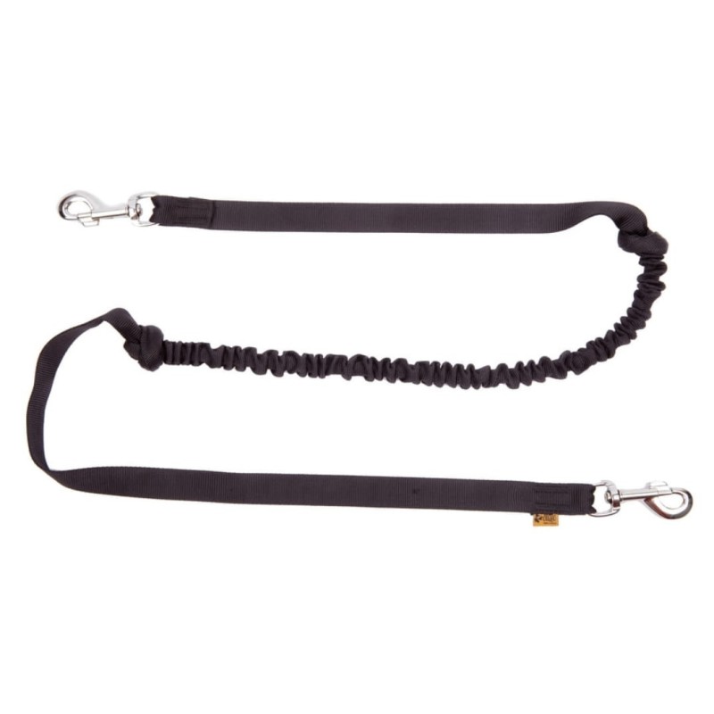 DINGO Smycz do biegania z amortyzatorem i dwoma karabińczykami - czarna