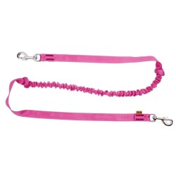 DINGO Smycz do biegania z amortyzatorem i dwoma karabińczykami - różowa