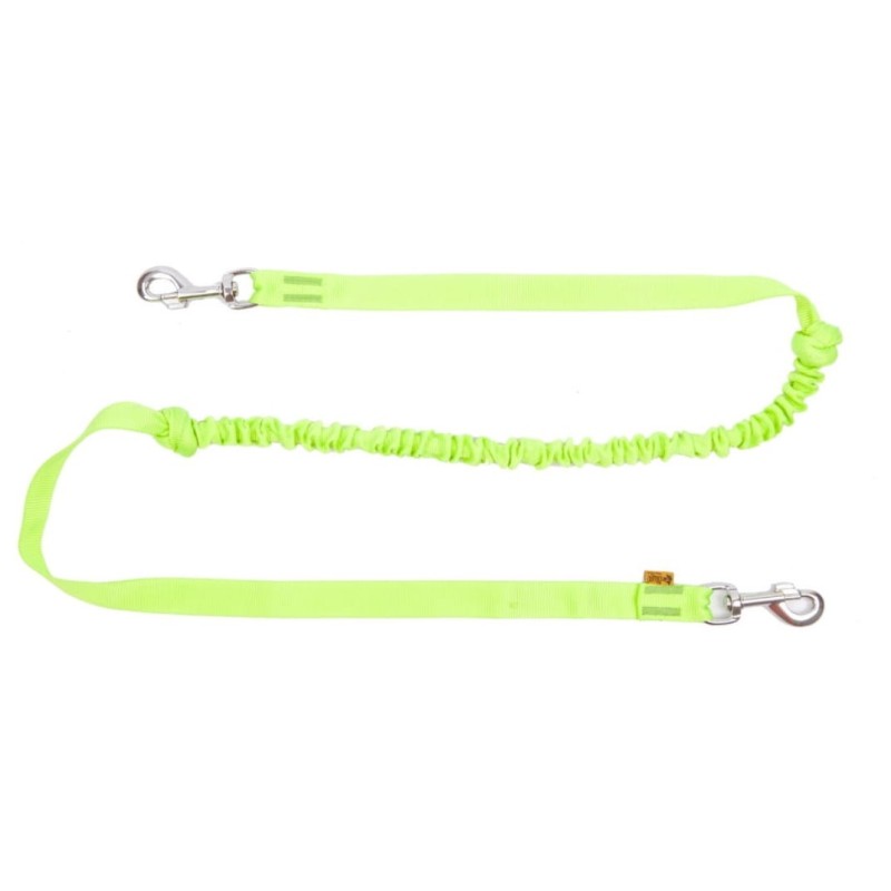 DINGO Smycz do biegania z amortyzatorem i dwoma karabińczykami - zielona