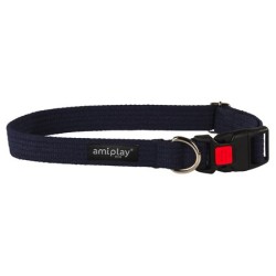 AMIPLAY Obroża regulowana z blokadą Cotton - Granatowa XL (45-70 x 3cm)