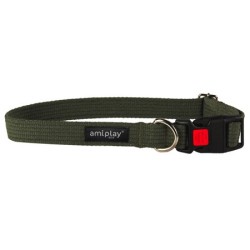 AMIPLAY Obroża regulowana z blokadą Cotton - Khaki L (40-60 x 2,5cm)