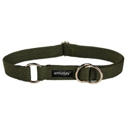 AMIPLAY Obroża półzaciskowa Cotton - Khaki L (32-50 cm x 2,5 cm)