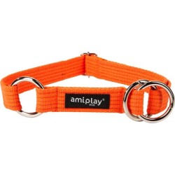 AMIPLAY Obroża półzaciskowa Cotton - Pomarańczowa XXL (45-85 x 3 cm)