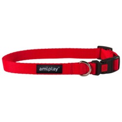 AMIPLAY Obroża regulowana z blokadą Basic - Czerwona L (35-50 x 2cm)