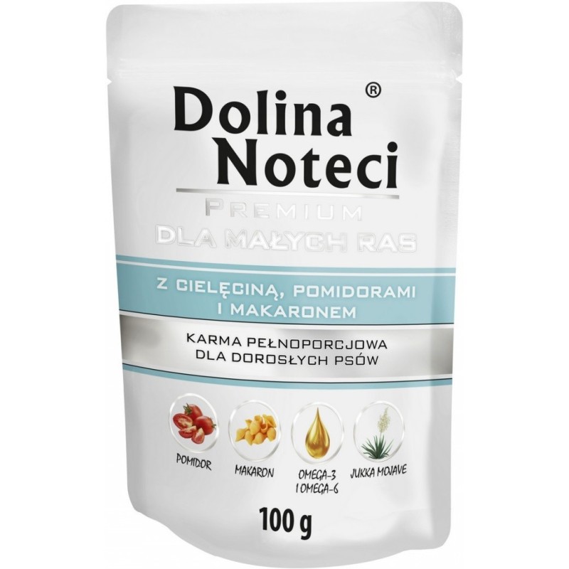 DOLINA NOTECI Premium Małe Rasy - Cielęcina z pomidorami i makaronem (saszetka) 100g