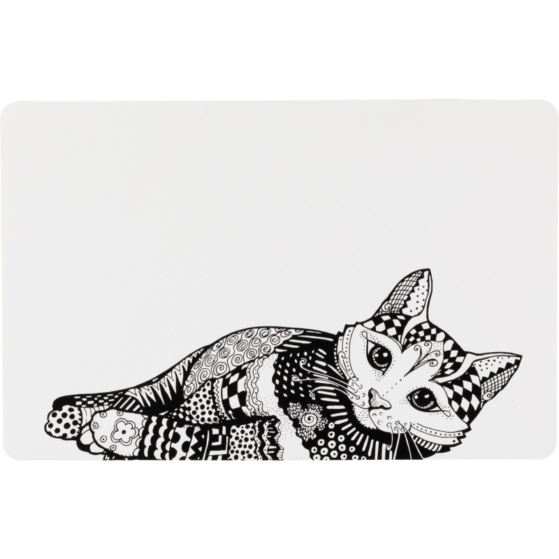TRIXIE Podkładka pod miski dla kota Zentangle 44 x 28cm - biało/czarna