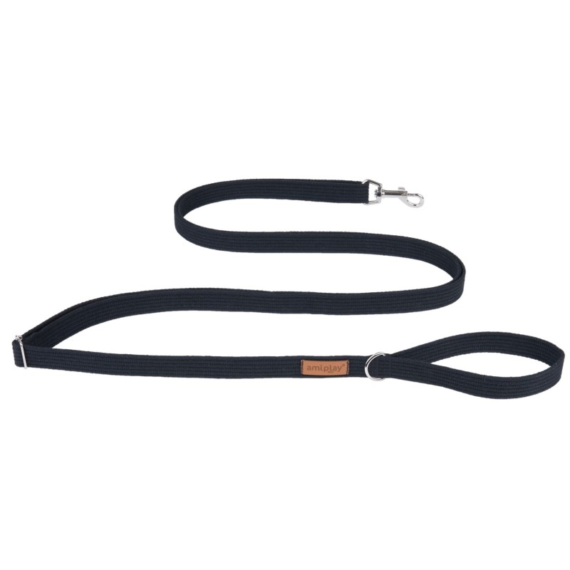 AMIPLAY Smycz regulowana Easy Fix Cotton - Czarna L