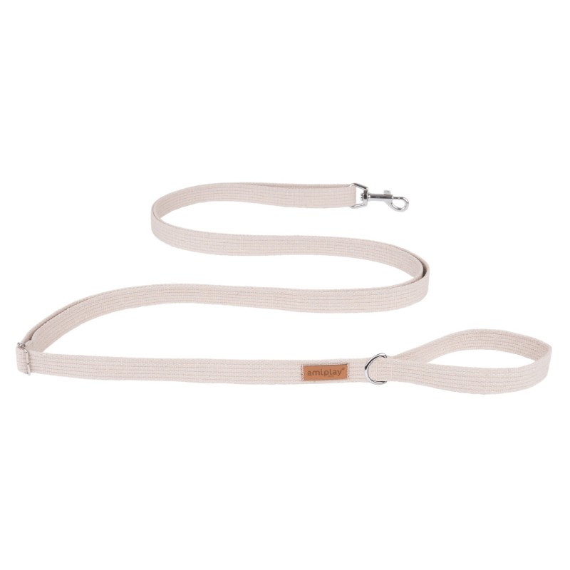 AMIPLAY Smycz regulowana Easy Fix Cotton - Beżowa S