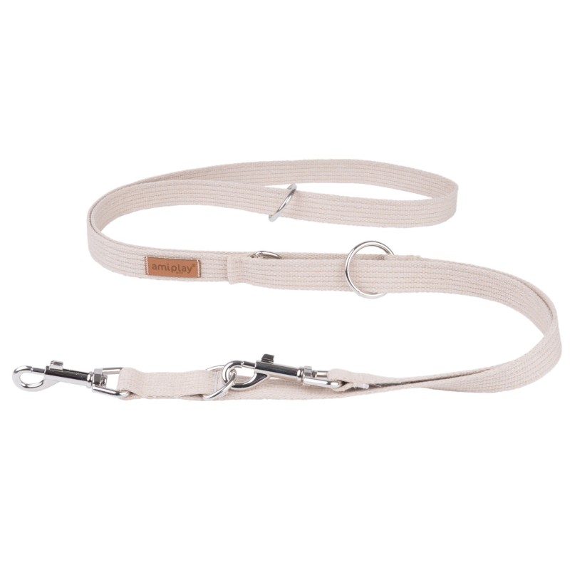 AMIPLAY Smycz regulowana 6 in 1 Cotton - Beżowa M