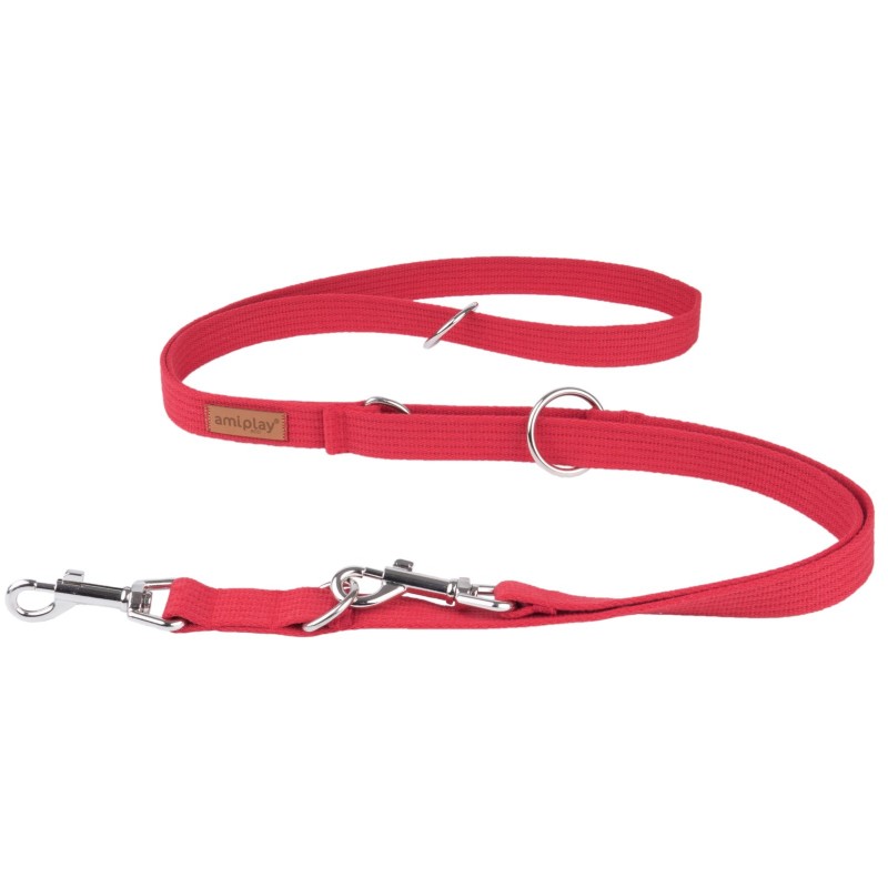 AMIPLAY Smycz regulowana 6 in 1 Cotton - Czerwona L