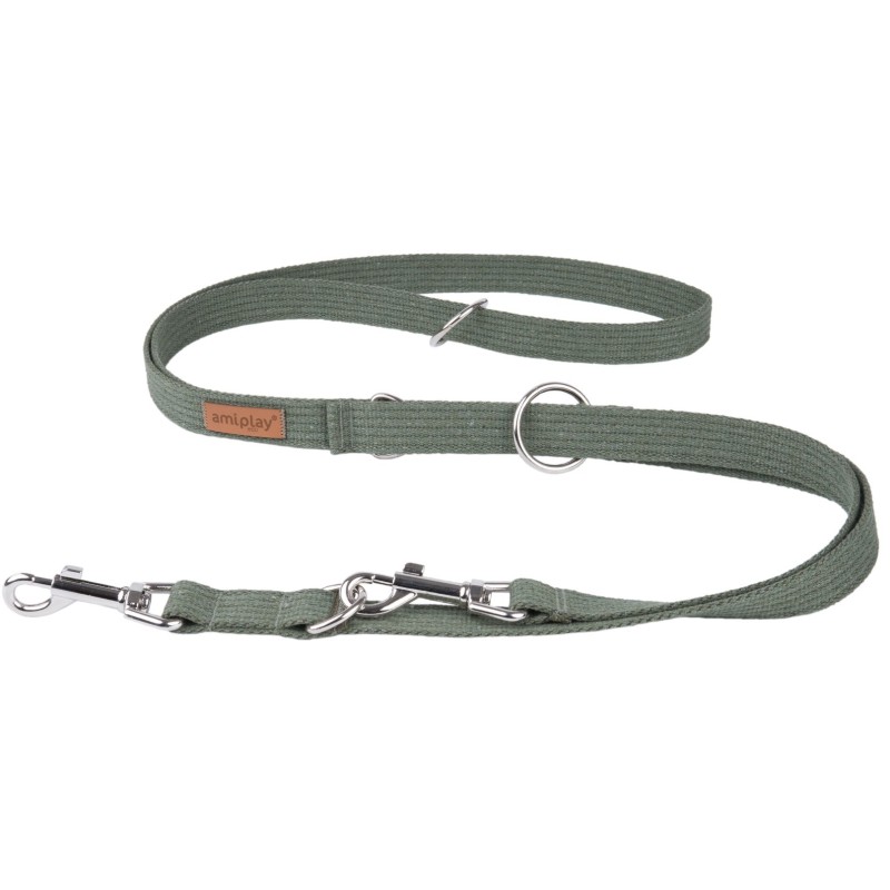 AMIPLAY Smycz regulowana 6 in 1 Cotton - Khaki M