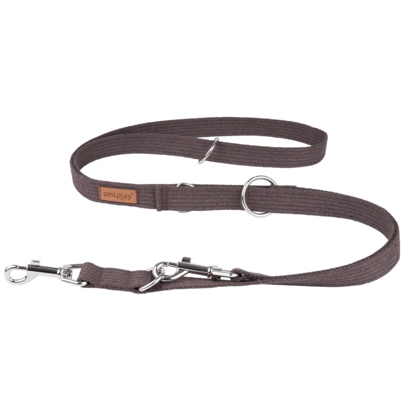 AMIPLAY Smycz regulowana 6 in 1 Cotton - Brązowa S