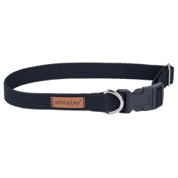 AMIPLAY Obroża regulowana Cotton - Czarna S (28-40 x 1,5cm)