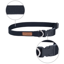AMIPLAY Obroża regulowana Cotton - Czarna L (40-60 x 2,5cm)
