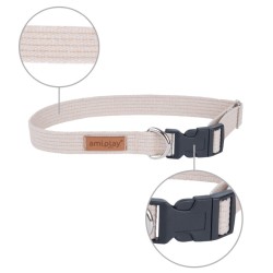 AMIPLAY Obroża regulowana Cotton - Beżowa M (35-50 x 2cm)