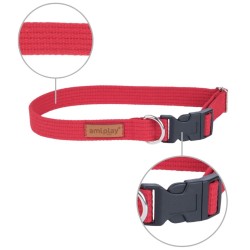 AMIPLAY Obroża regulowana Cotton - Czerwona S (28-40 x 1,5cm)
