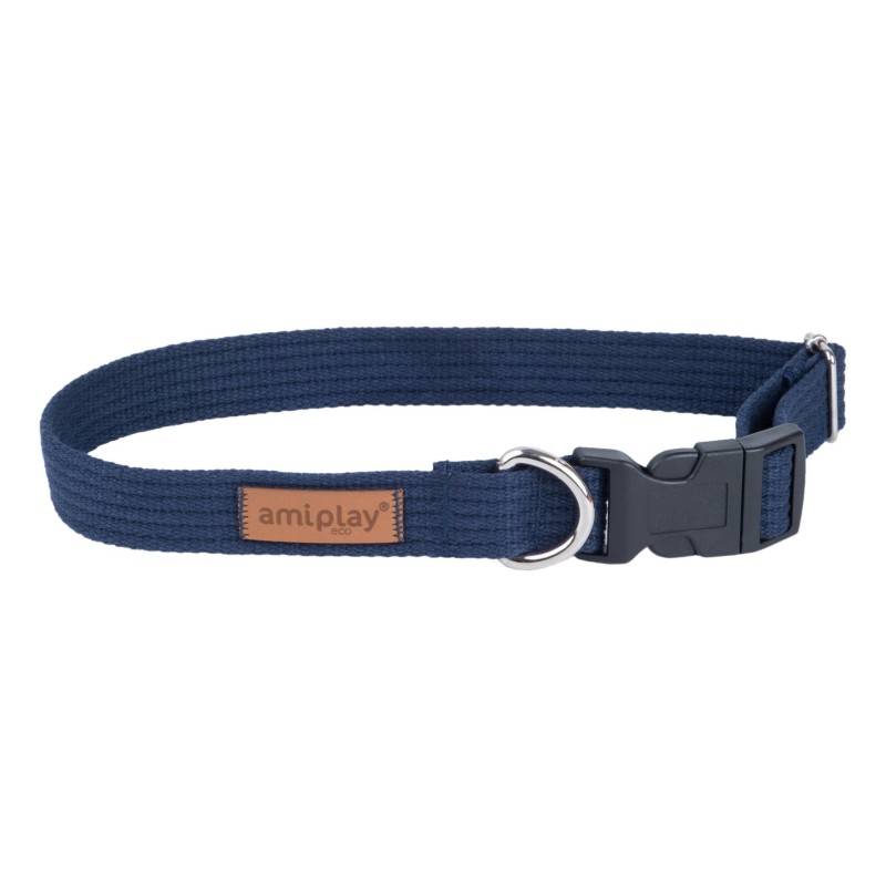 AMIPLAY Obroża regulowana Cotton - Granatowa S (28-40 x 1,5cm)
