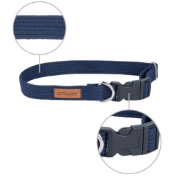 AMIPLAY Obroża regulowana Cotton - Granatowa XL (45-70 x 3cm)