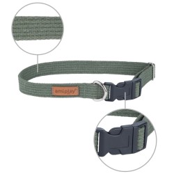 AMIPLAY Obroża regulowana Cotton - Khaki XL (45-70 x 3cm)
