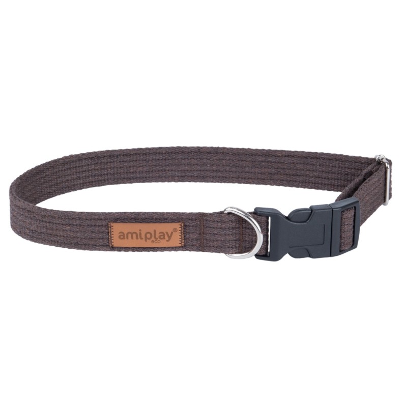 AMIPLAY Obroża regulowana Cotton - Brązowa M (35-50 x 2cm)