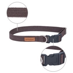 AMIPLAY Obroża regulowana Cotton - Brązowa XL (45-70 x 3cm)
