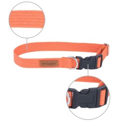 AMIPLAY Obroża regulowana Cotton - Pomarańczowa S (28-40 x 1,5cm)